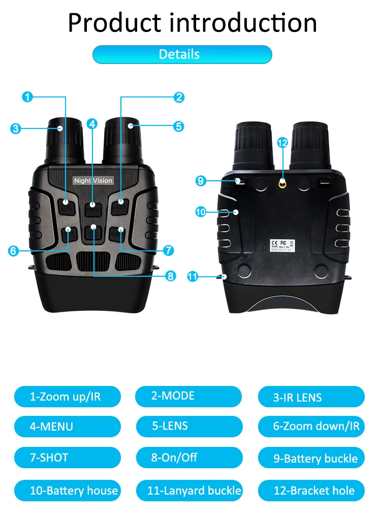 
Outdoor NV3180 Widescreen Infrared Binocular Digital Night Vision Camera Zoom HD Eyeglasses 