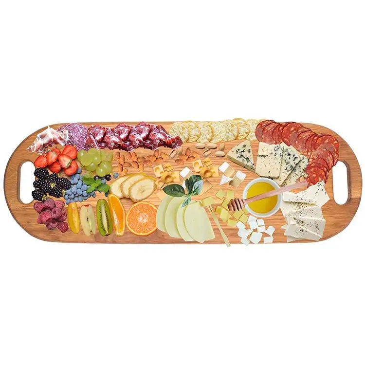 Large customizable rectangular kitchen table top cutting service cheese meat biscuits oak wood cutting board