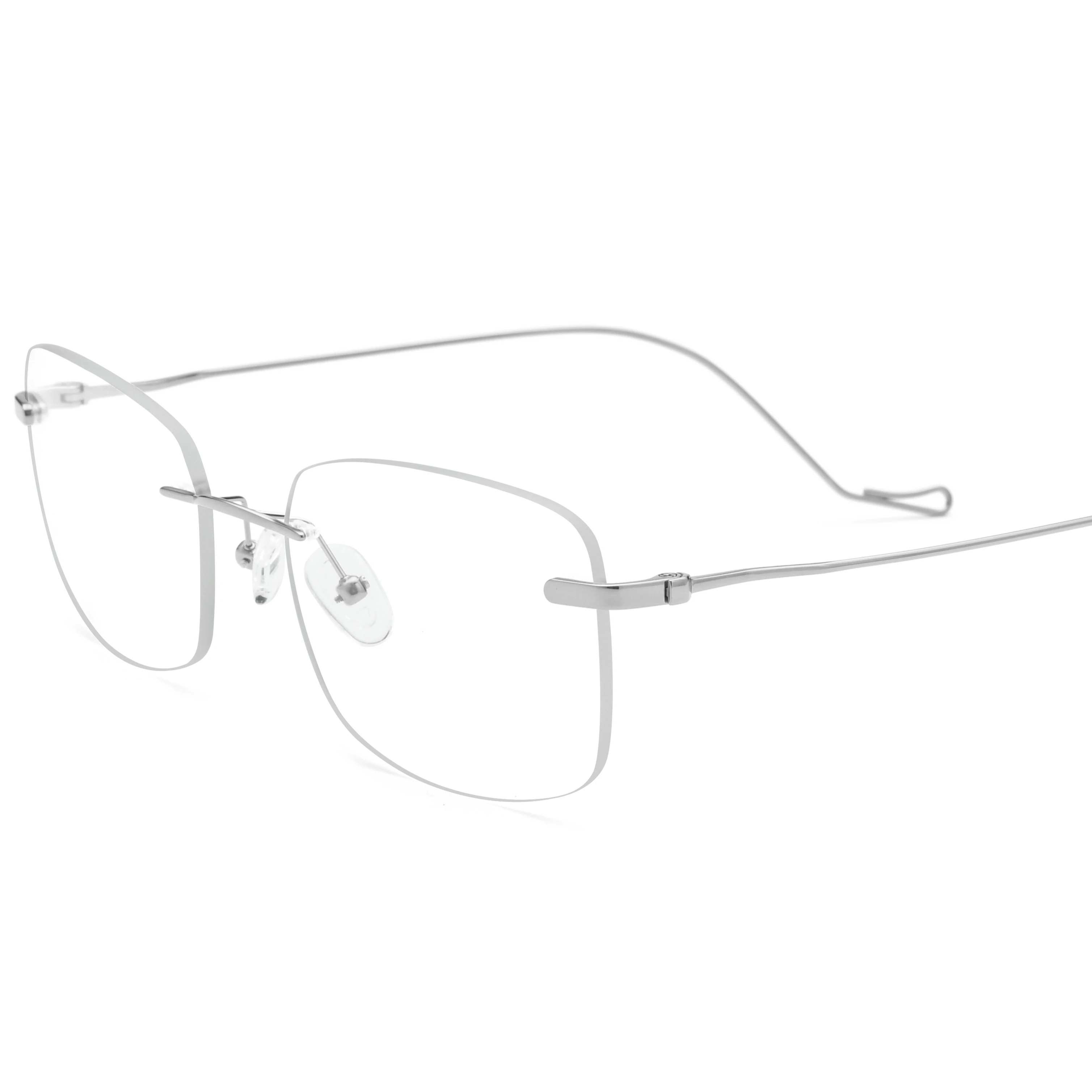 Fashion Rimless Square Anti-Blue Glasses Quality Titanium Eyeglasses Frames Square Eye Glasses Women