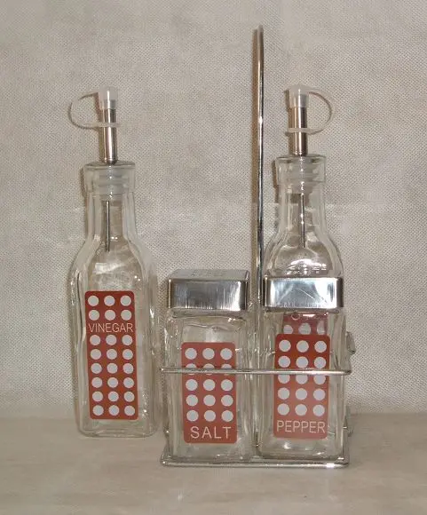 5pcs/set Condiment Sets Glass Cruet salt and pepper shakers vinegar and oil/toothpicks bottle
