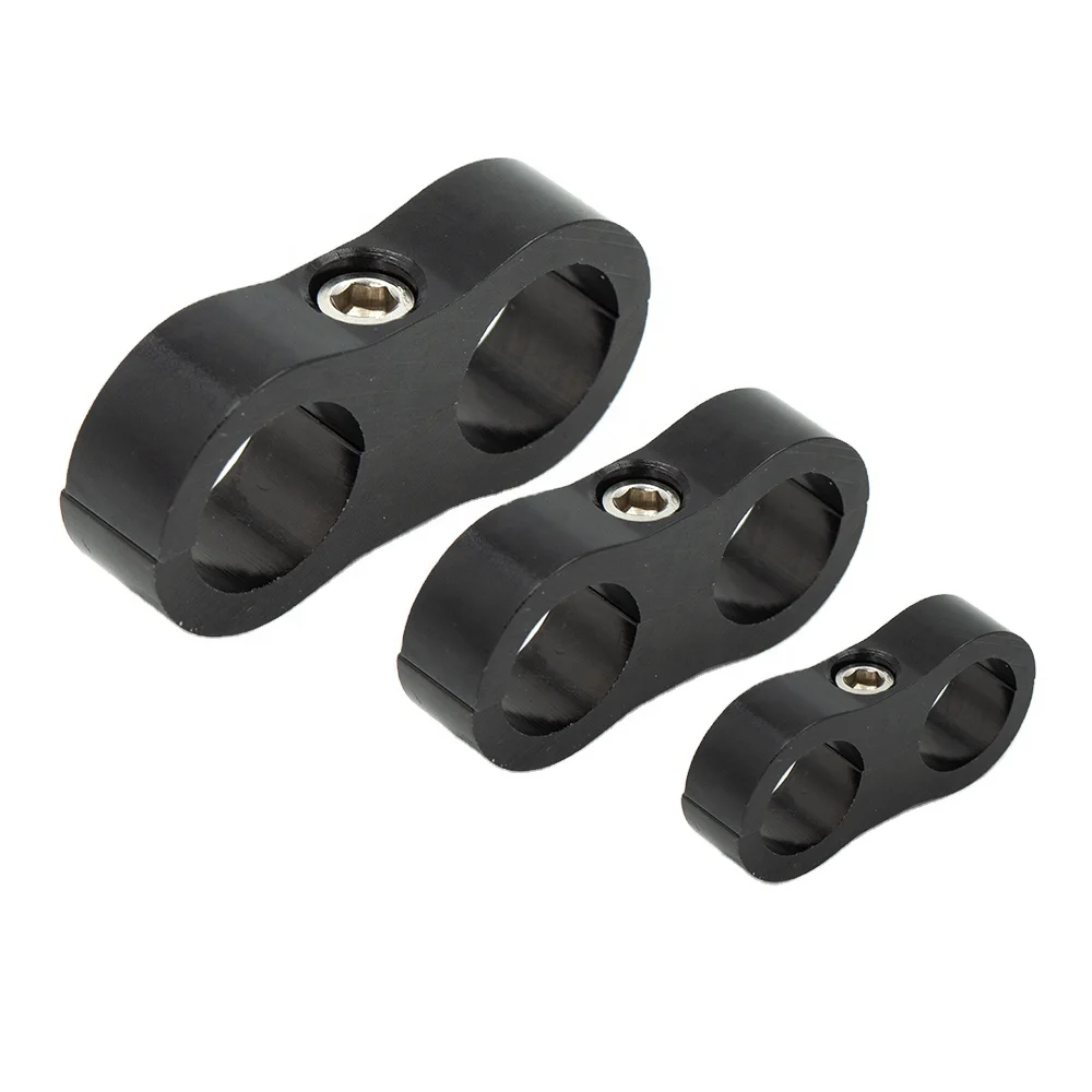 AN6 AN8 AN10 Braided Rubber Hose Line Clamp Aluminum Anodized Line Separator Separator Divider Clamp Kit Black