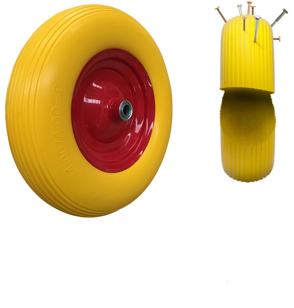 NON inflatable pu  flat free wheel for hand cart NEVER NO PUMPING