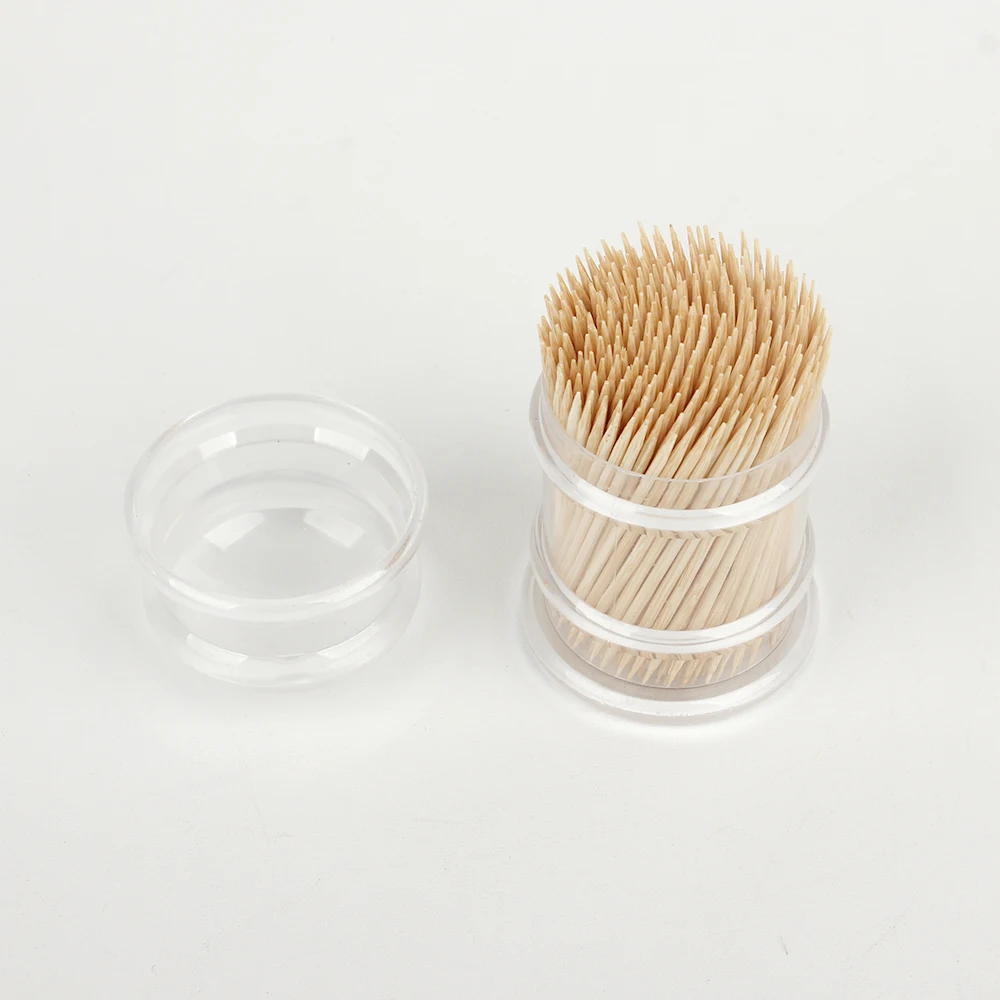 Custom Natural Color Wholesale Clear Plastic Bottle Packing Cleaning Tooth Picks Eco-Friendly Bamboo Toothpick