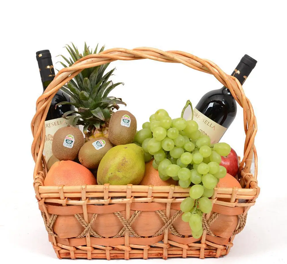 Wholesale cheap handmade oval  suppliers wicker fruit basket empty gift basket with handle