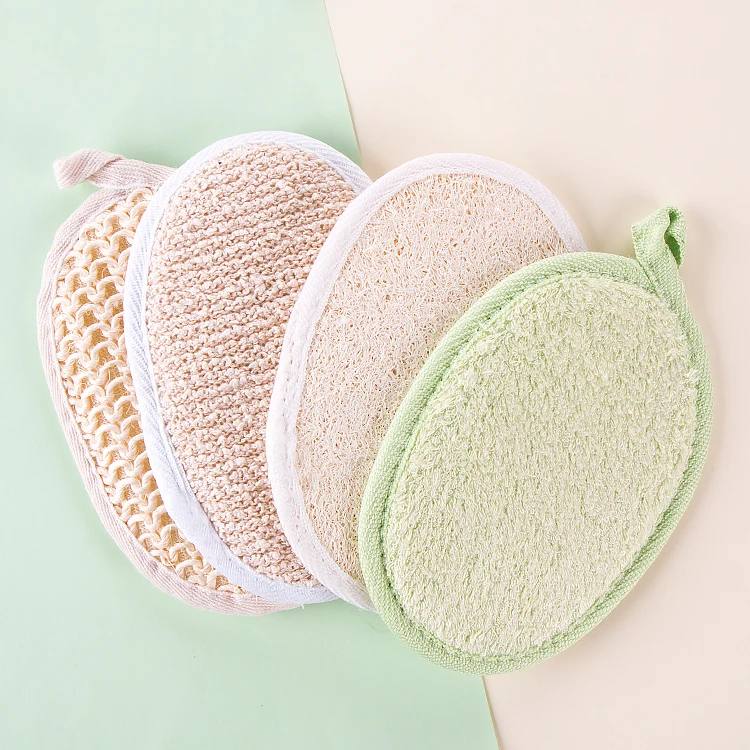 Private Label Natural Skincare Loofah Bath Sponges Body Exfoliating Cleansing Scrubber Shower Luffa Rubbing Pad Brush