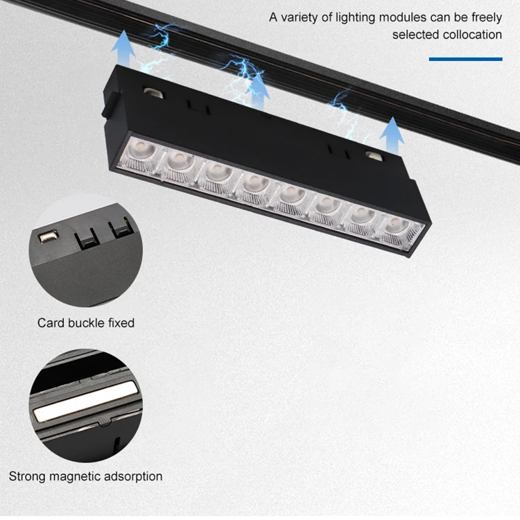 Manufacturer 110 Angle Aluminum Magnetic Rail Lighting System Smd 3W Led Linear Track Light