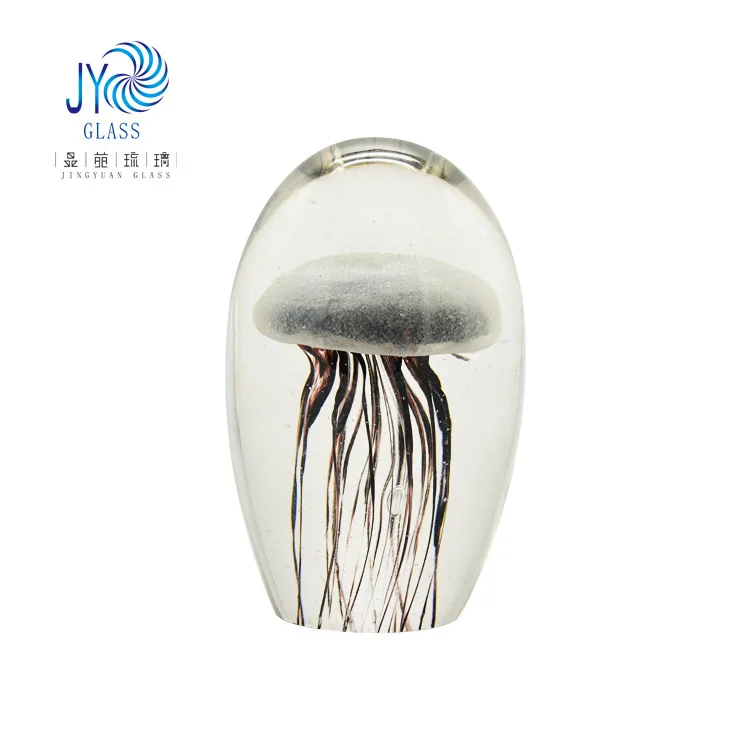 Handmade Blown Murano Glass Jellyfish Ornaments Christmas Luminous Art for Home Decoration Ball Colored Model Paperweight