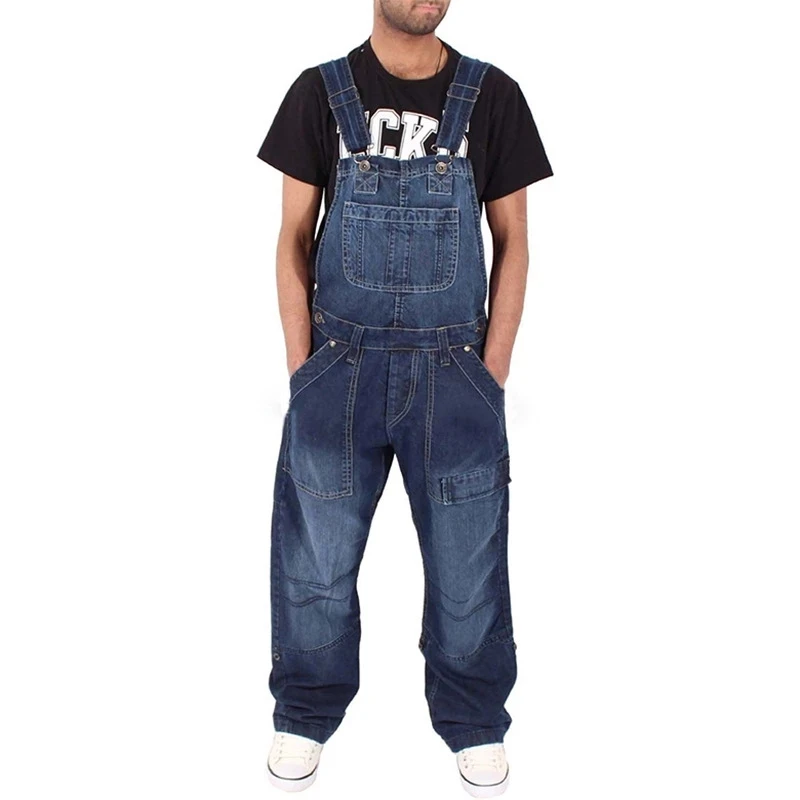 XINBO Jeans Hot Sale Fashion Mens Hole Pocket Jeans Overall Long Jumpsuit Streetwear Overall Suspender Pants High Quality Jeans