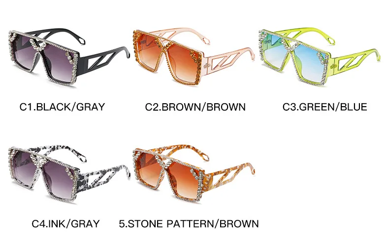 2022 Fashion Trending personalized Oversized Square Diamond Sunglasses Party Glasses For Women