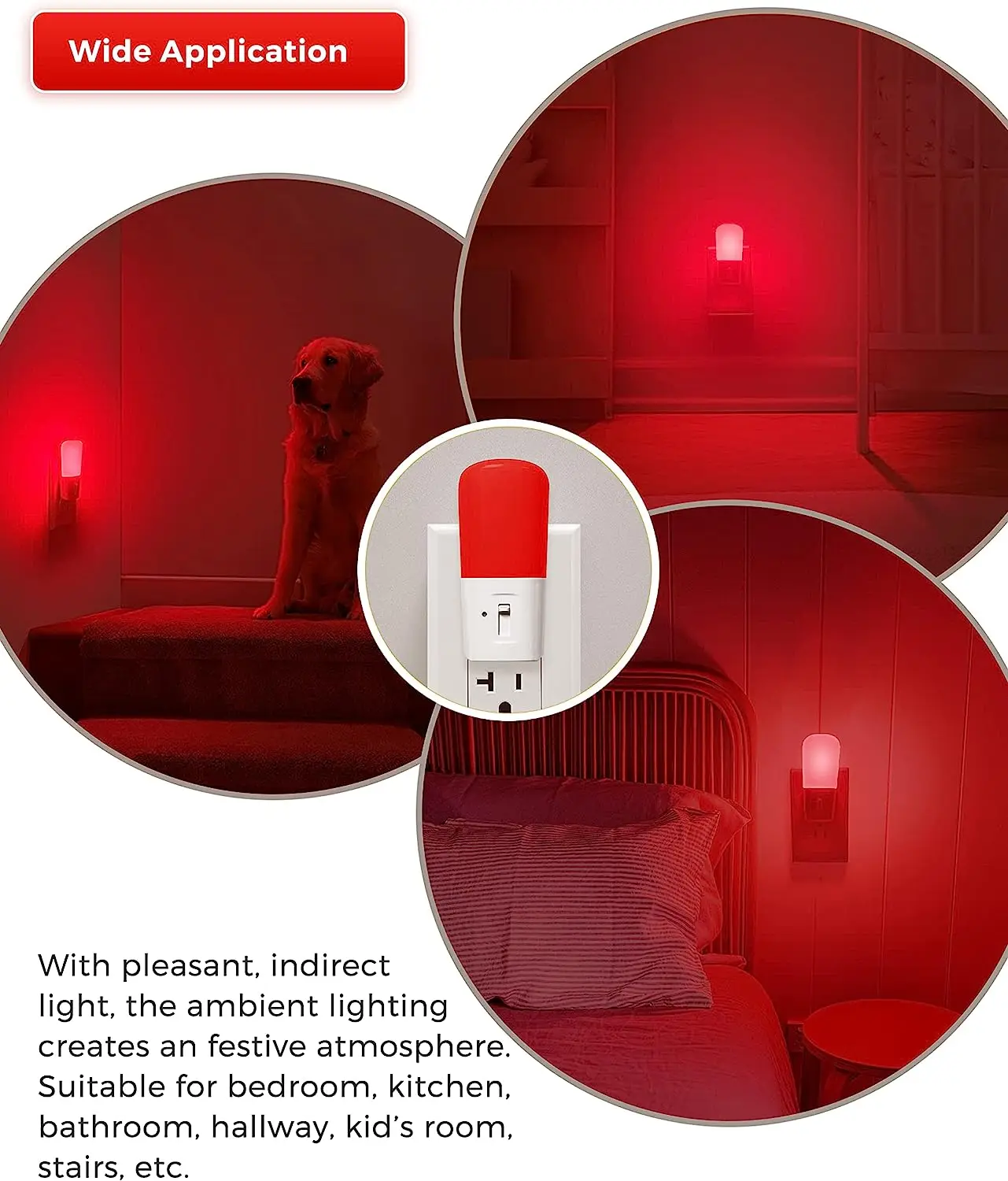 LOHAS Lovely Red Color Soft Lighting 1W US UK EU Plug in Type Red LED Night Light with Dusk to Dawn Light Sensor