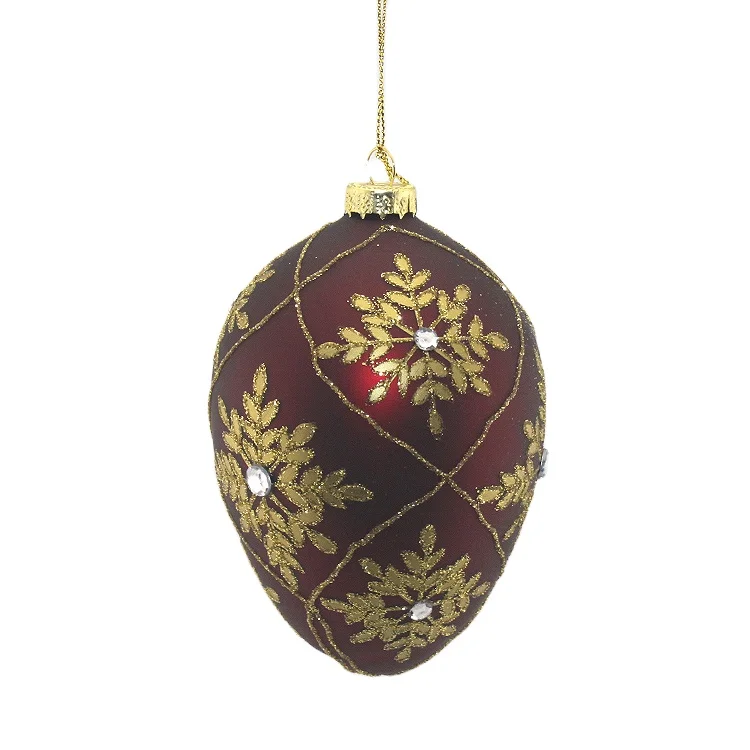 Yangzhou Factory Wholesale Hand Blown Artificial Hanging Christmas Beautiful Decorative Glass Easter Egg Ornaments