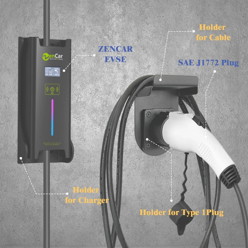 
Zencar J1772 EV charger level 2 EV charging EVSE 16A with Type 1 NEMA 10-30 plug 