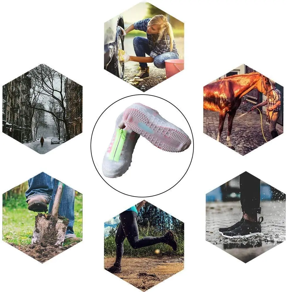 2022 Upgrade Resistant Rain Boots Non-Slip  Reusable Overshoes with Zipper Silicone Waterproof Shoe Covers for Women Men