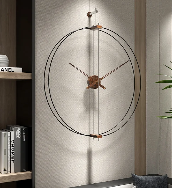 
Modern home decor metal circles big size hanging minimalist wall clock 