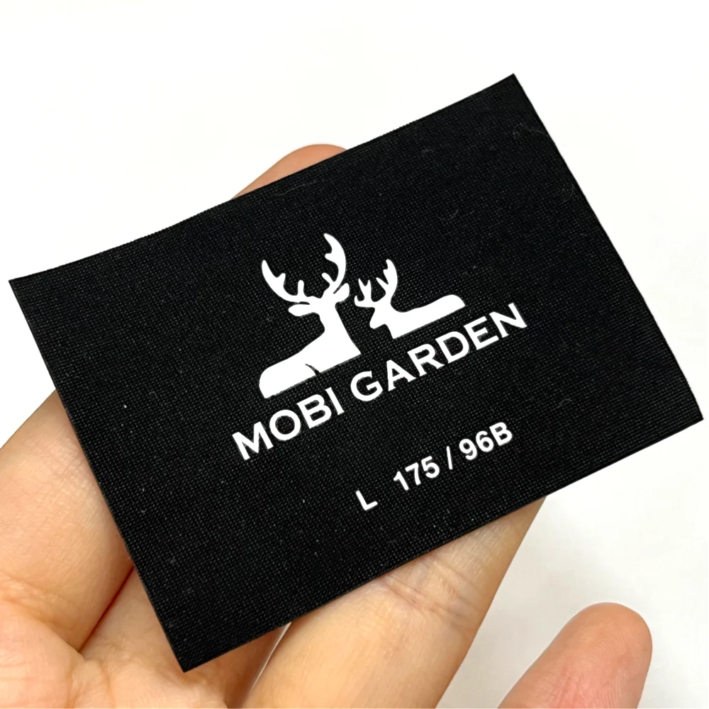 Custom Fabric Labels Iron On Logo Printing Machine Manufacturers Garment Satin Cloth Clothing Woven Label