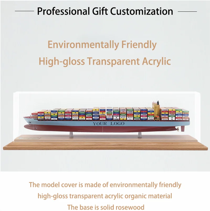 luxury office decor art accessories table decoration for desk wooden container ship model scale cargo cosco shipping model