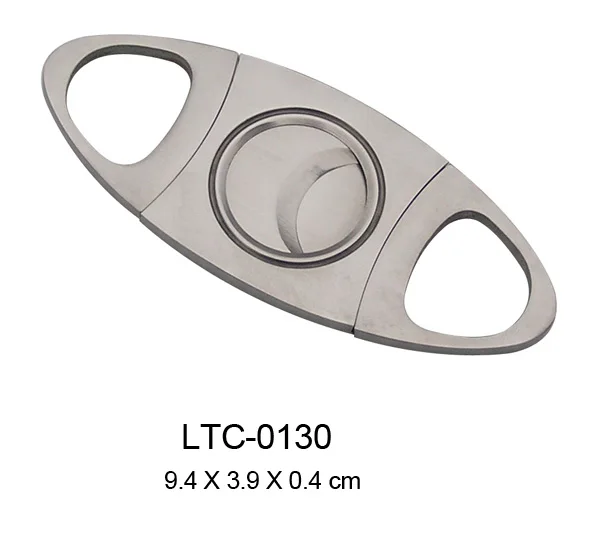 Wholesale Stainless steel double blade  free logo toothing serration hackly zigzag sawtooth wave jagged cigar cutter
