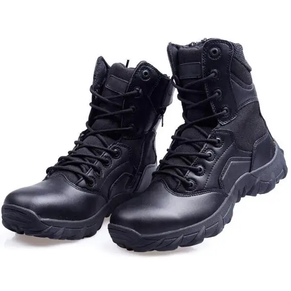 Black Genuine Leather Tactical Safety Boot