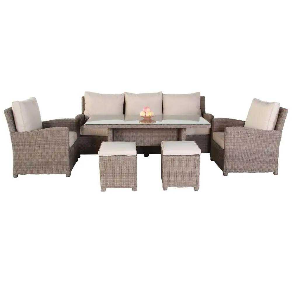 outdoor rattan waterproof cushion garden sofa set furniture with high table