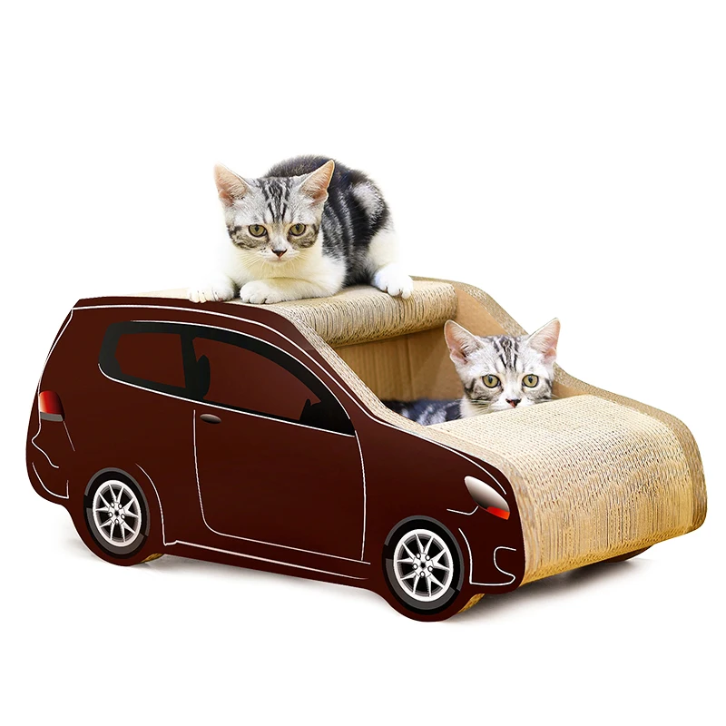 Pet Toys durable Cardboard Cat Scratcher comfortable Car Shape Scratch Lounge Cats Scratching Pad for kittens with free catnip