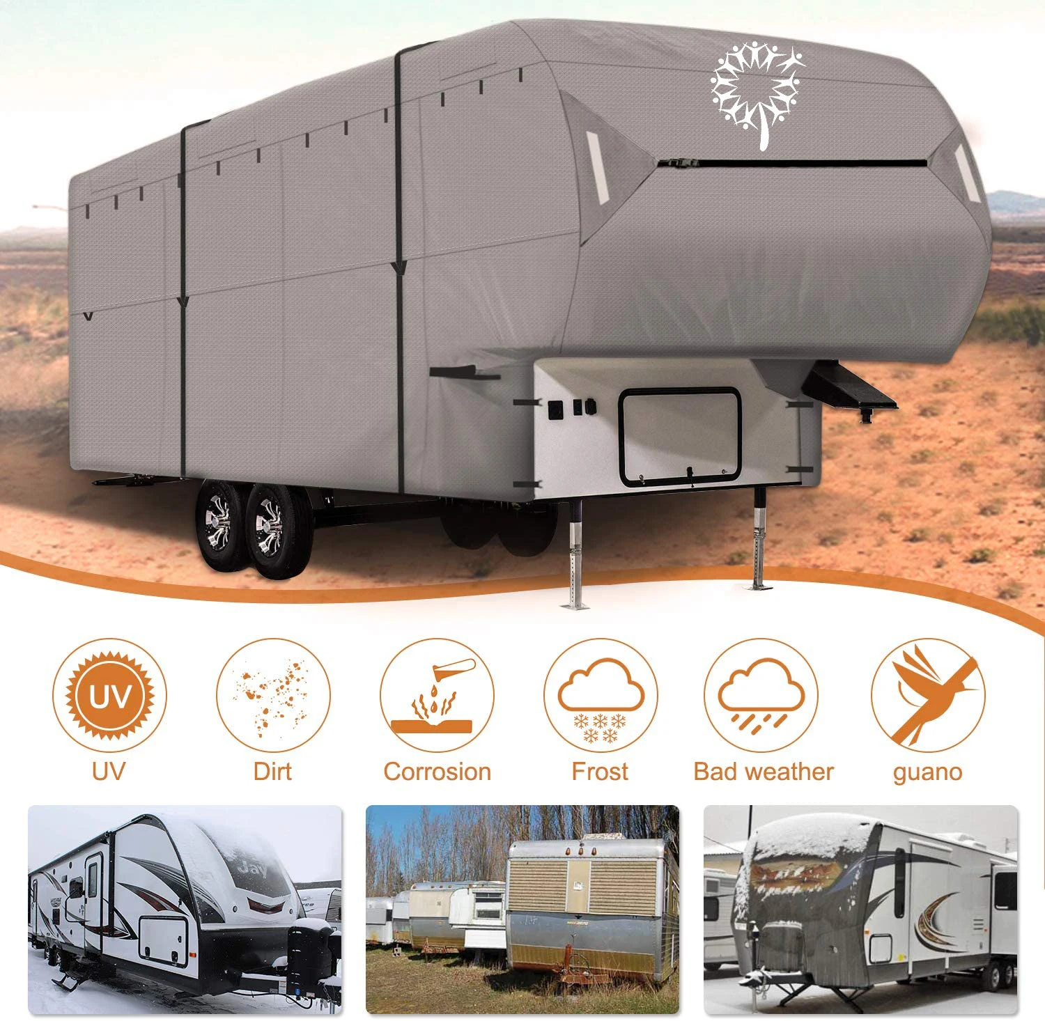 300D оксфордская ткань ветрозащитная крышка 5th Wheel RV Motor-home открытый защитный чехол для