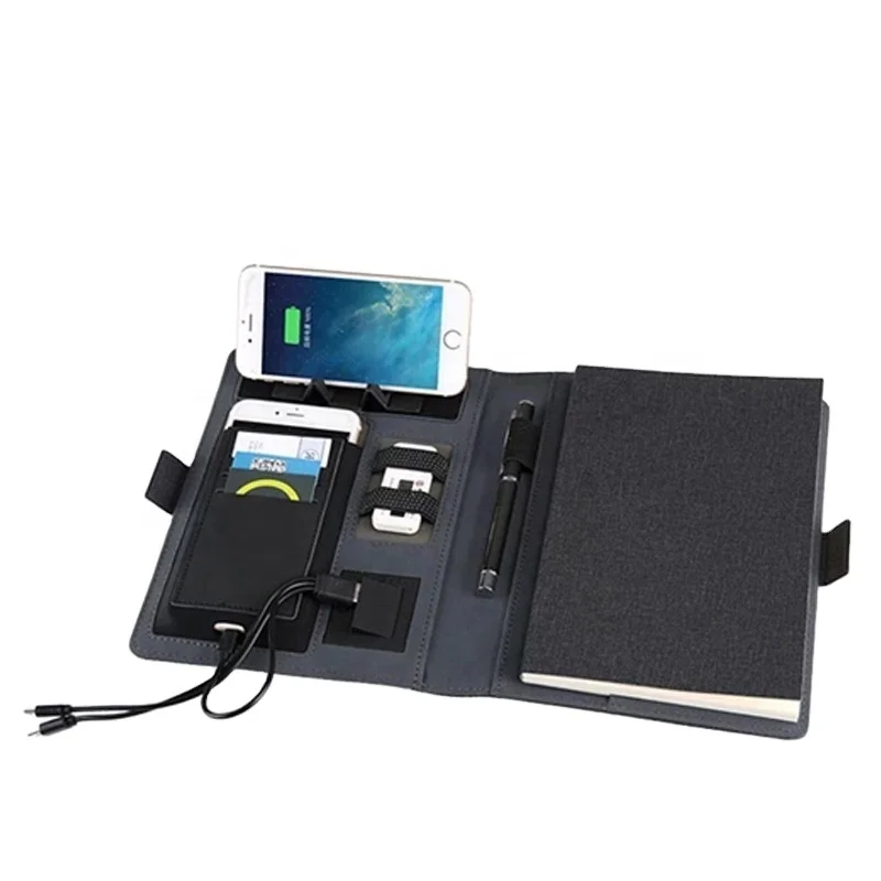 Custom Power Bank Notebook With Phone Holder And Phone Holder Promotion Company Office Supplies