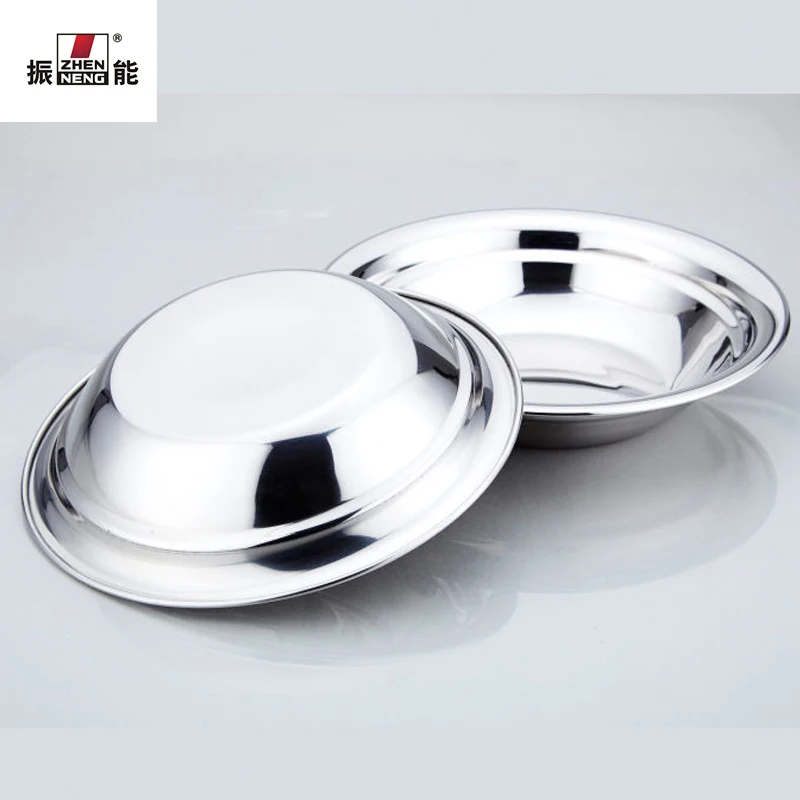 22cm shengfu thickened stainless steel plate dumplings home dish meat tray round tray stainless steel tray