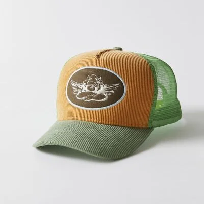 women men plain high quality custom logo patch two tone color corduroy 5 panel A fame cap mesh trucker hat with logo