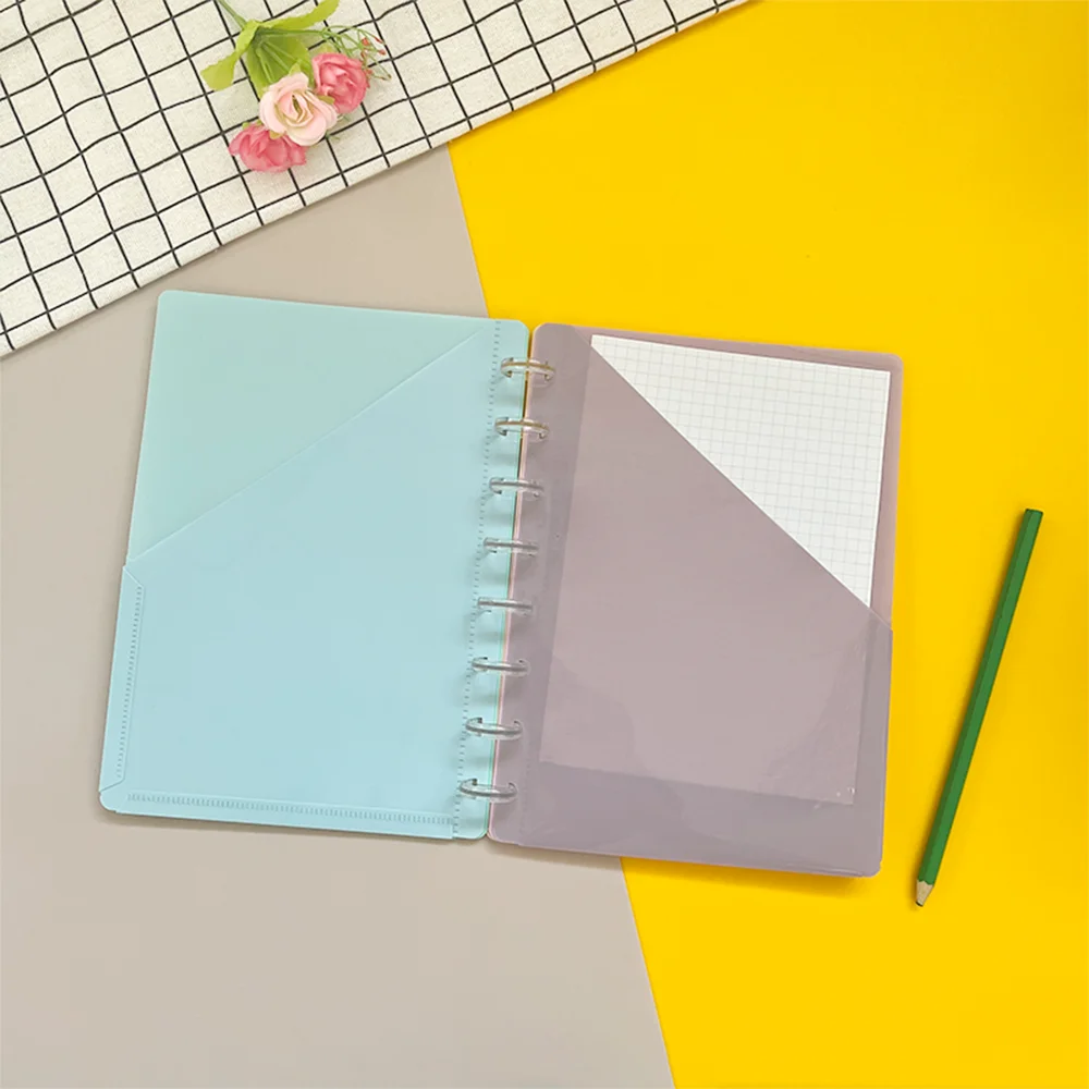 Five-color binder with pocket and label plastic page protector, which can be inserted into index separator.