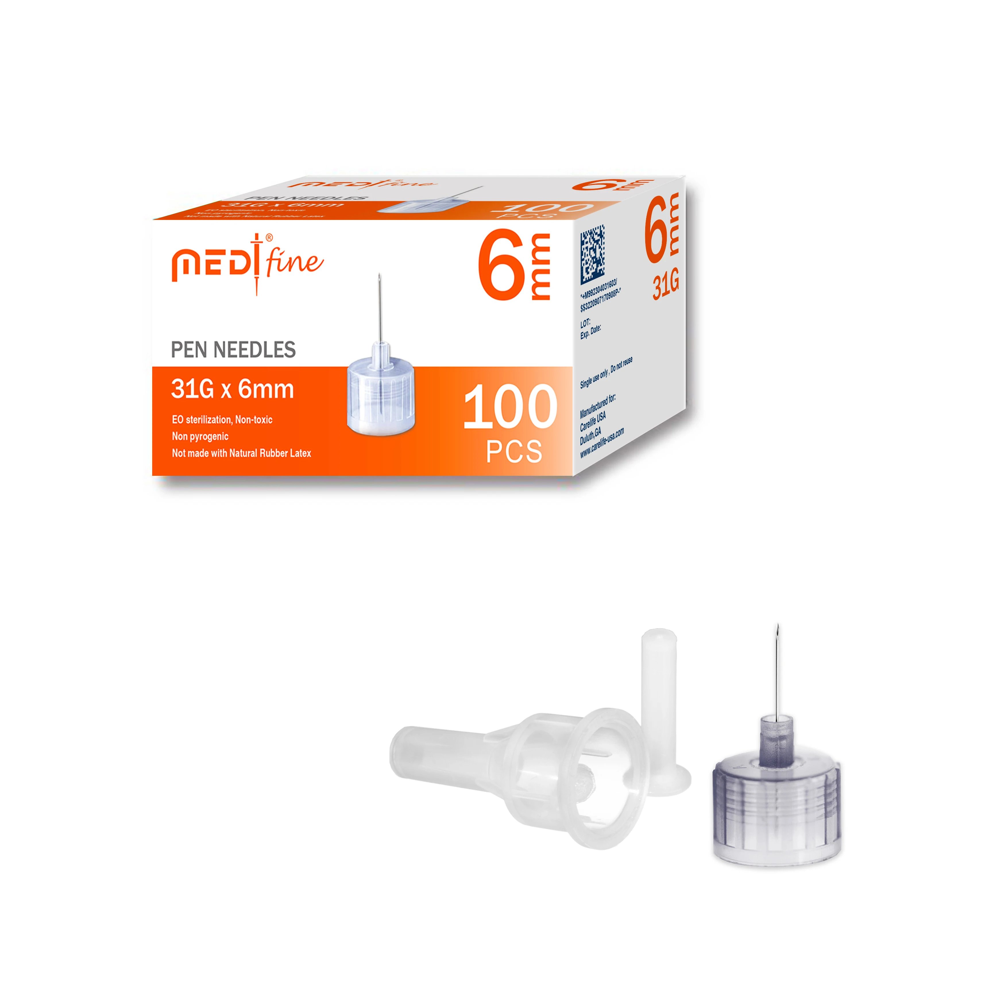 
MedtFine Insulin pen needles 31g 6mm disposable use 100pcs per box 