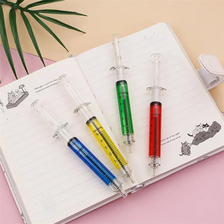 Custom Children Gift Personalized Creative Novelty Lifelike Injection Needle Ballpoint Pen Fancy Peculiar Shape Cute Syringe Pen