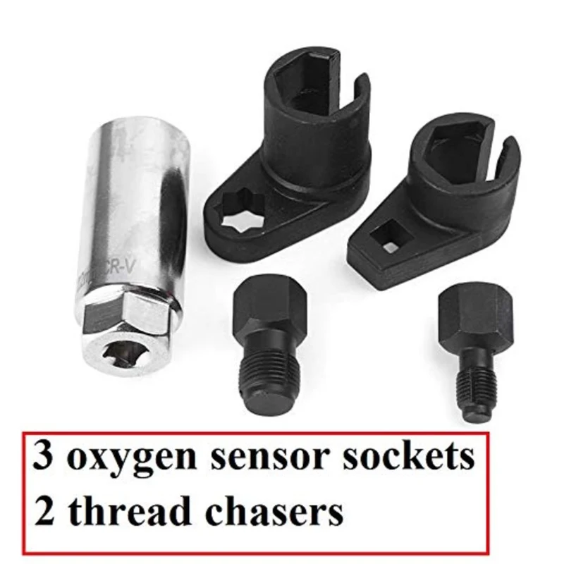 Universal 3/8 Drive Oxygen Sensor Sleeve 5 pcs Black O2 Sensor Sleeve Head Car Sensors Disassembly Tool