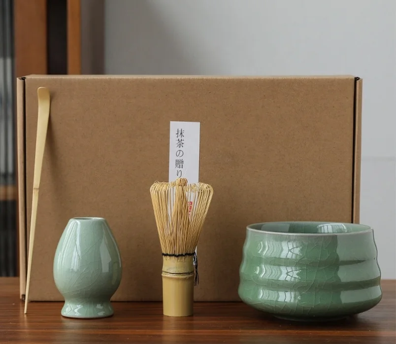 Japanese kiln change 100 Honli Matcha set 4 pieces bamboo matcha egg beater ceramic bowl wide selection