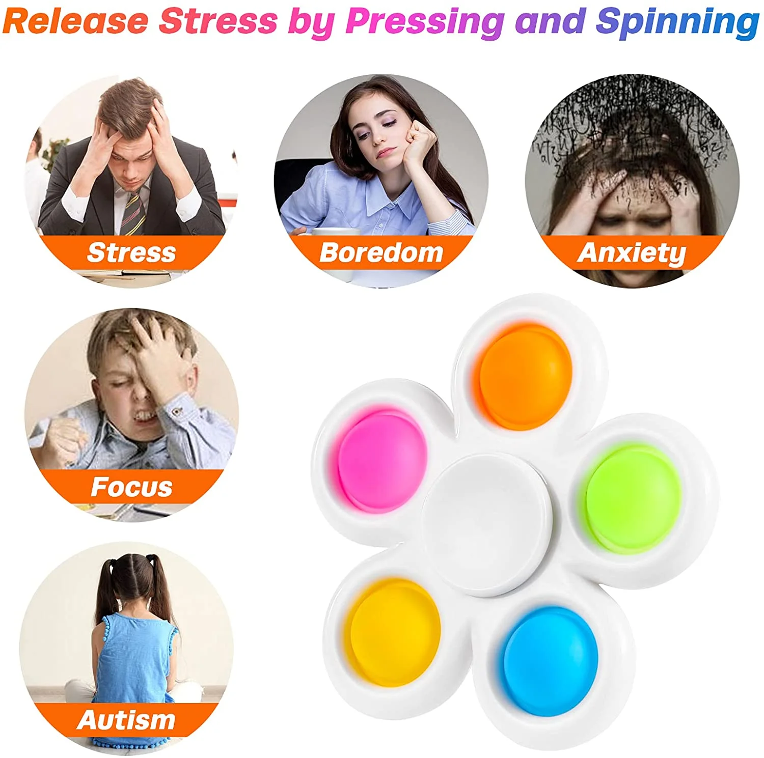 2024 Christmas Gift Fidget Popper Spinners Sensory Toy Bubble Fidget Finger Spinner Toy Push Pop Bubble Fidget Spinner