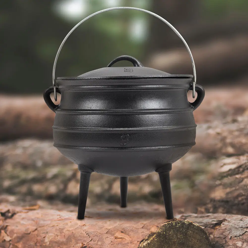 Three Legged Pre-seasoned Cast Iron South African Potjie Pot With Lid Dutch Oven Camping Cast Iron Cauldrons pots