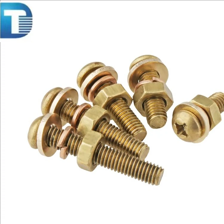 Brass Bronze Copper Alloy H59 H62 Nickel Tin M4 Thread Button Head Hex Screw Washer Assortment Inch Measurement System