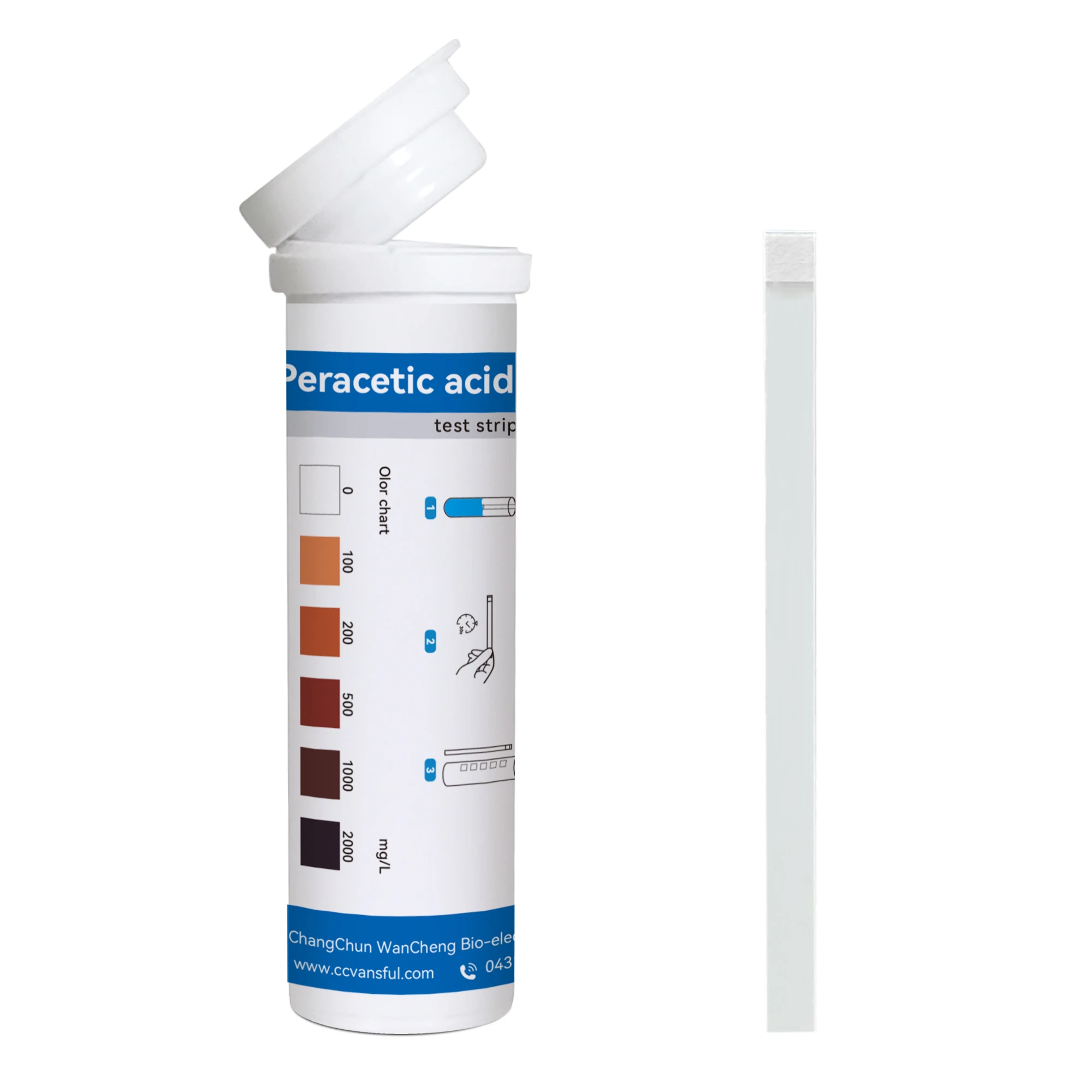 Vansful High Range Peracetic Acid (PAA) Test Strip 0-2000 PPM Pack of 50 for Pool Tools & Accessories