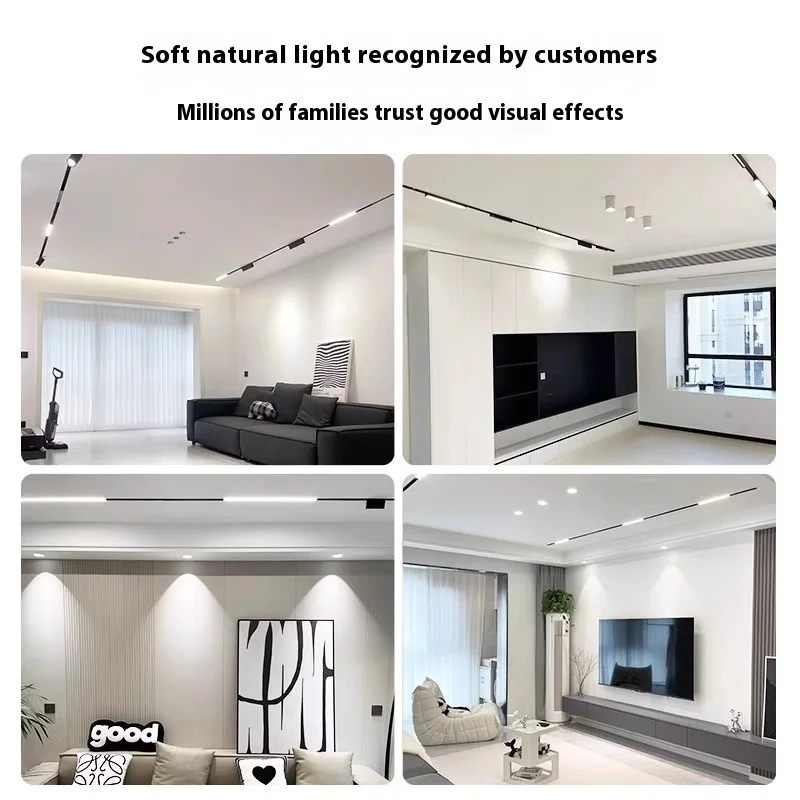 Modern Design DC 48V Surface Mounted 4 Installation Methods White Led Cob Magnetic Track Rail Lighting System For Project