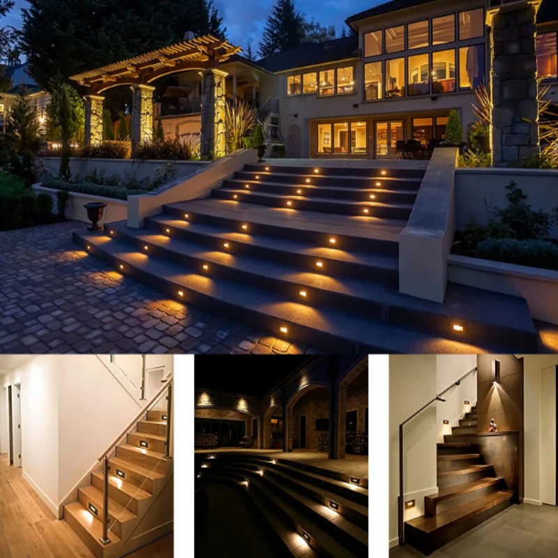 Stair Lights Recessed Footlight Patio Corner Wall Mount Step Lamp Garden Fence Embed Landscape Lighting