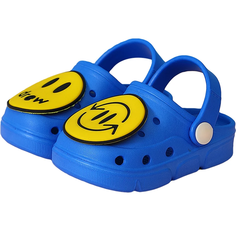 Summer Children Garden Clogs Shoes Kids Beach Sandal Lightweight Breathable Smiley Face Slipper On Mules