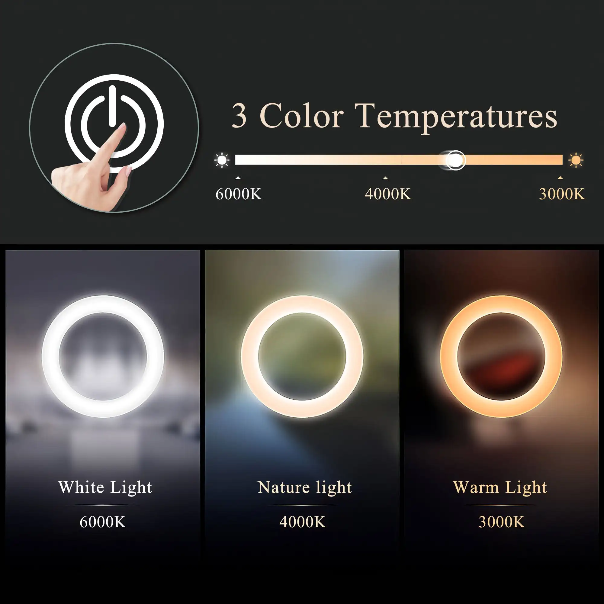 Led Color Changing Infinity Mirror 4 Button Touch Switch Led Smart Mirror