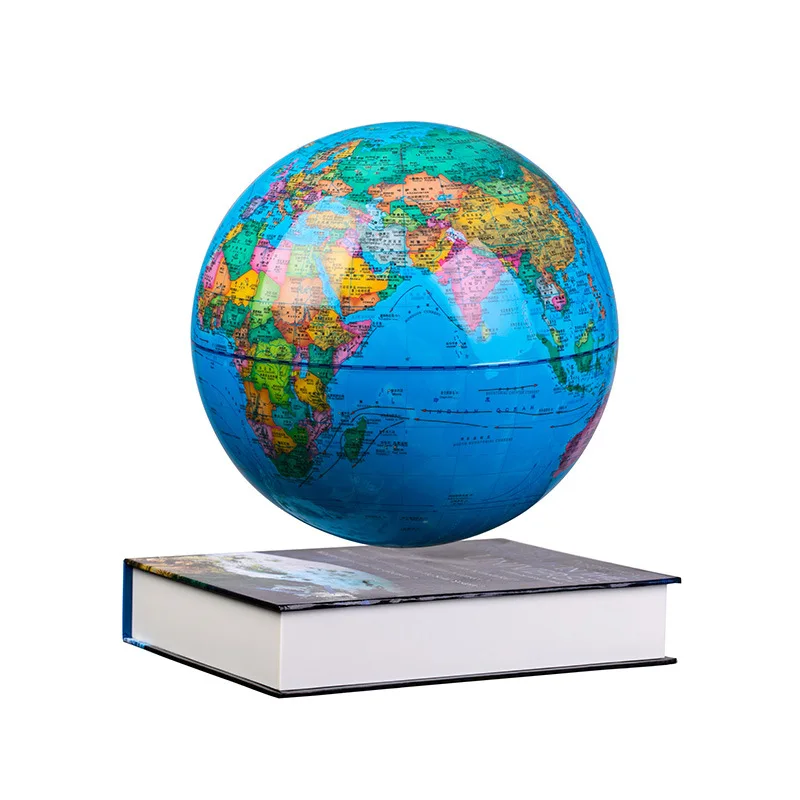 Globe Home Decoration Gift 8 Inch Printed C Shape Floating Globe, Geography World Map Magnetic Levitation Globe
