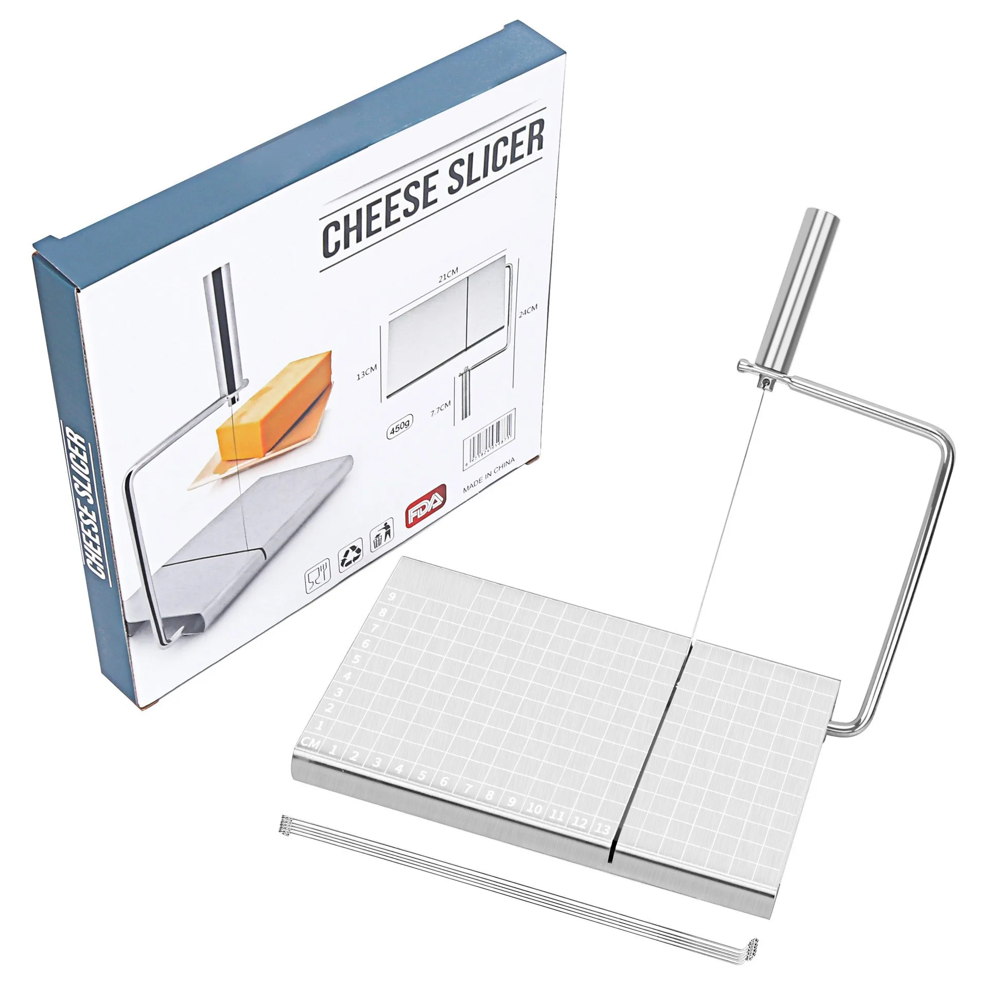 Kitchen tools Stainless steel cheese slicer with graduated ham cutter Butter cheese divider slicer wire Cut cheese demand