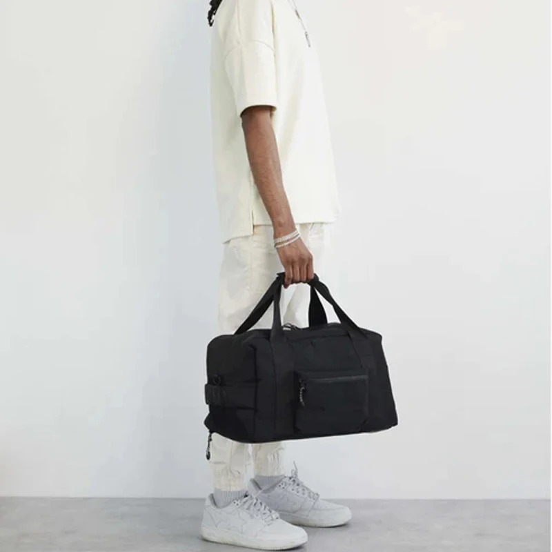 Wholesale Unisex Pockets Garment Travel Bags Luggage Sport Duffle Handbag Beige Nylon Weekend Bag