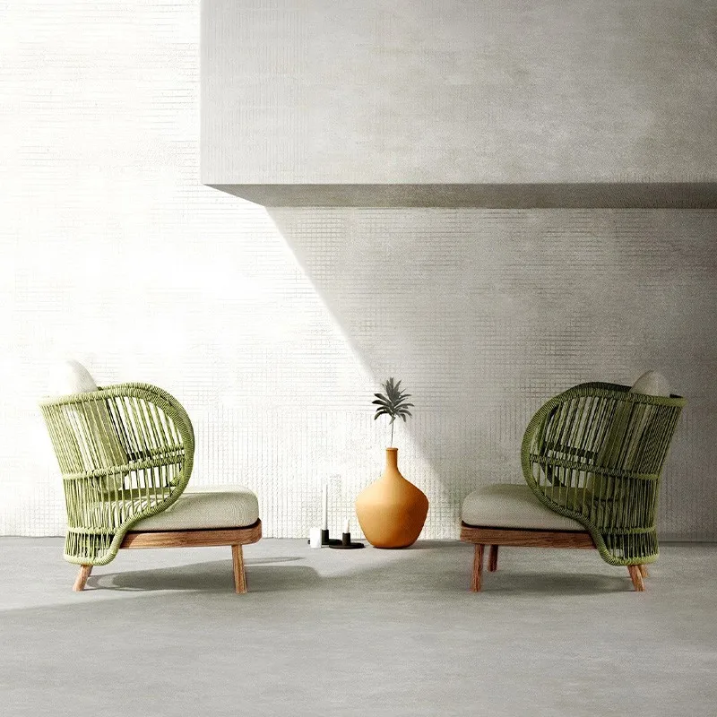 Outdoor sofa courtyard waterproof double seat three-seater garden wood chair sofa combination balcony  sofa furniture indoor