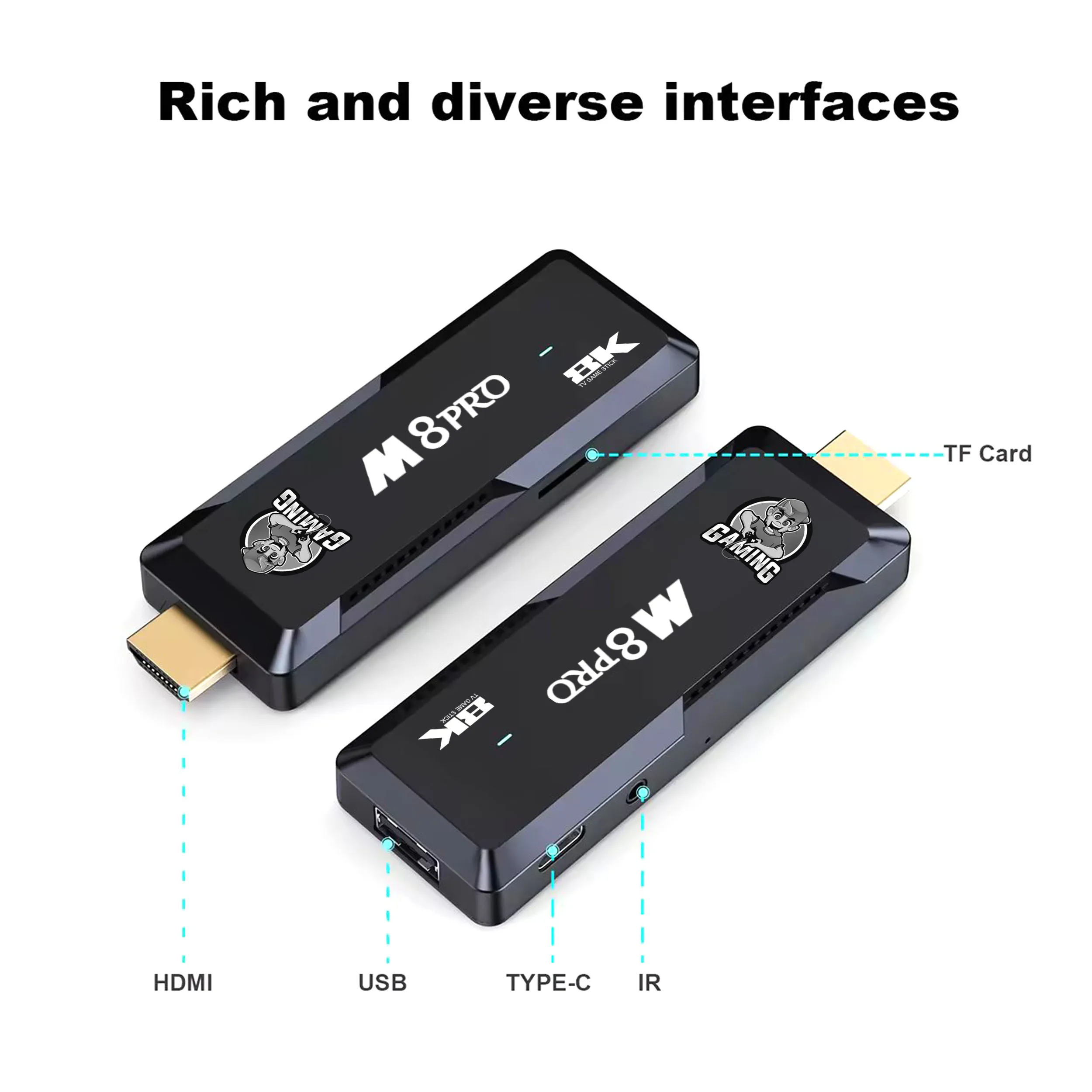 4K Game TV Stick M8 Pro Video Game Console 2.4G Wireless Controller Dual System Watch TV Play Games