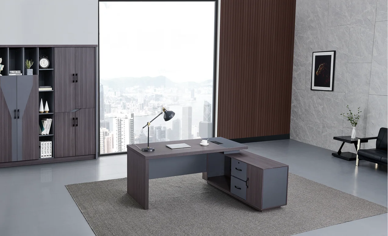 Custom Luxury Office Modern Executive L Shape Wooden Furniture Wood Computer Office Desk with Drawers