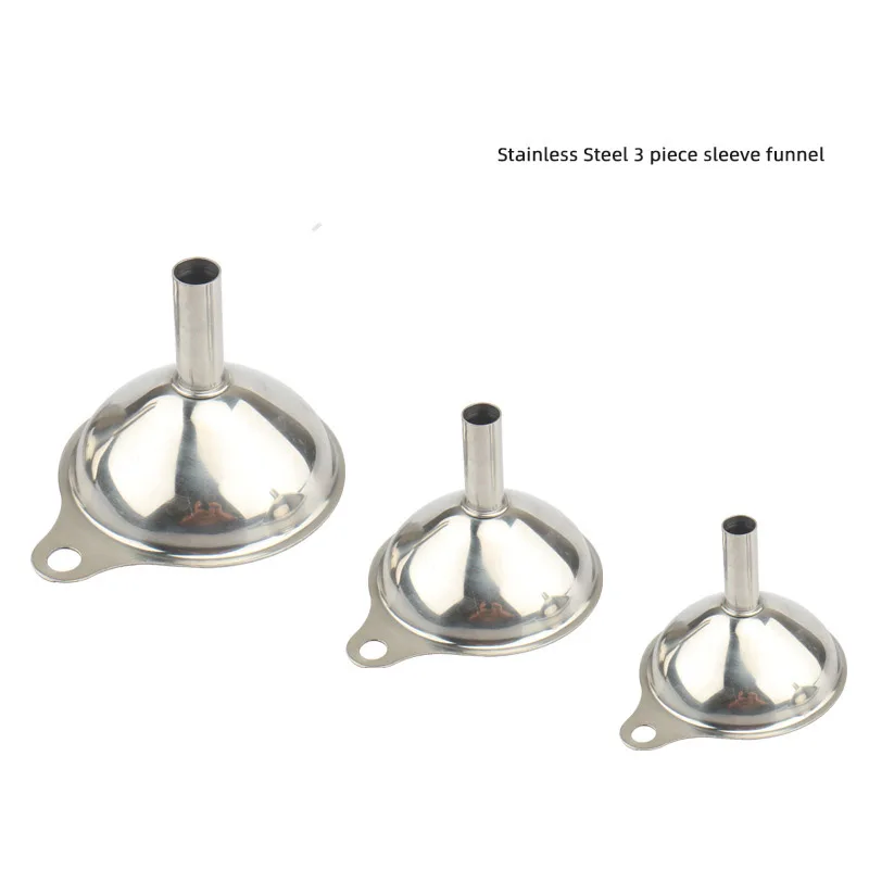 
Kitchen Tool 3pcs/set Mini Small Stainless Steel Oil Seasoning Pepper Powder Coffee Beans Liqueur Wine Cone Funnel Set 