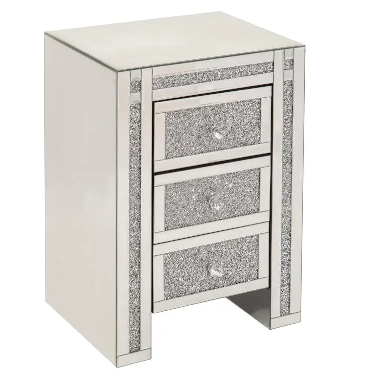 crystal crush diamond side table bedside table coffee table fire place silver mirror furniture