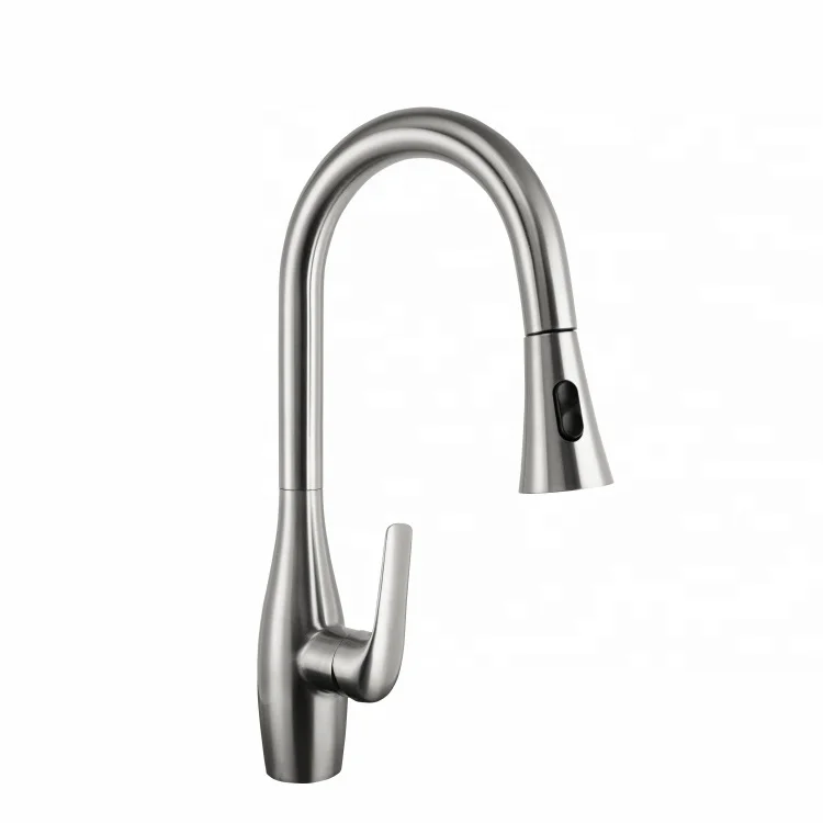 Wholesale Factory Brushed Sink Kitchen Faucet Stainless Steel 3 Functions Waters Pull Out Kitchen Tap